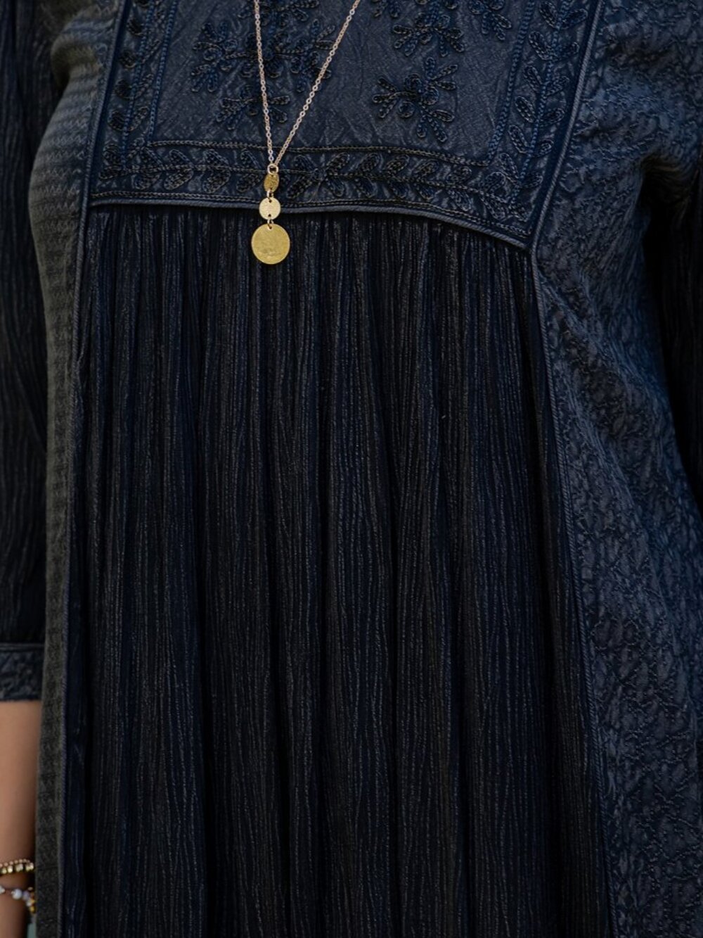 Boho Embroidered Ruffle Hem Babydoll Dress - Picture 5 of 7